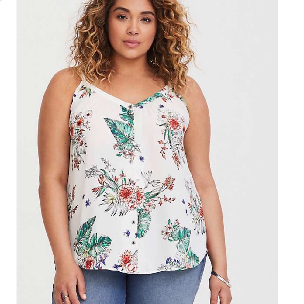 TORRID White Floral Tank Top size 1